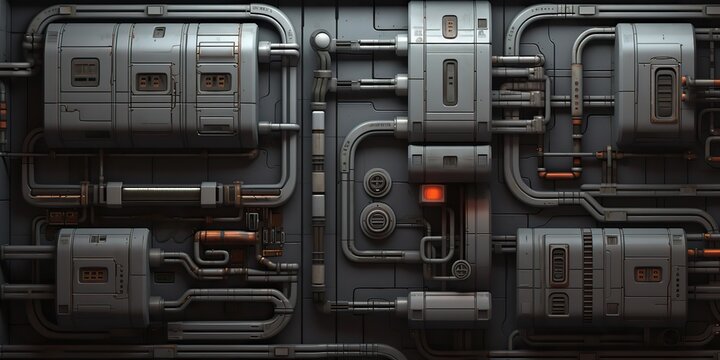 AI Generated. AI Generative. Sci fi future technology space galaxy ship decoration door panel hud. Graphic Art