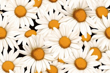 Floral summer seamless pattern of daisies flowers. Generative AI