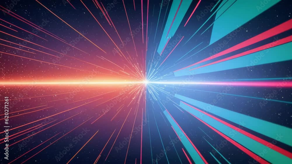 Poster A vibrant and dynamic background with colorful lines and shining stars. Generative ai