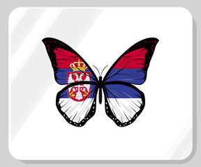 Fototapeta na wymiar Serbia Butterfly Flag Pride Icon 