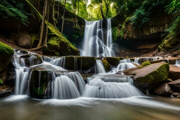 Naklejka na ściany i meble waterfall in the forest