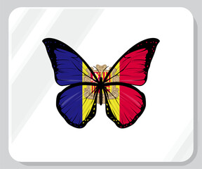 Fototapeta na wymiar Andorra Butterfly Flag Pride Icon 