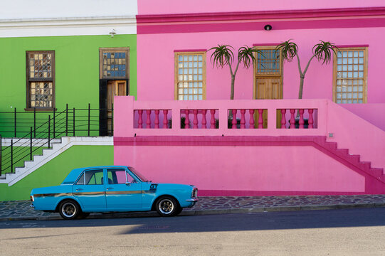 Vintage car, Bo-Kaap, Historical colorful center of Cape Malay culture, Cape Town