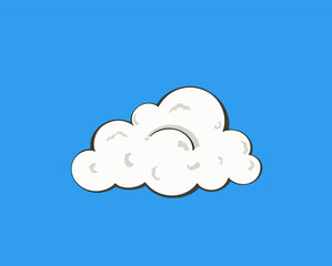 Cartoon white cloud on a blue background. Vector illustration