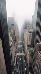 Bustling Wall Street with Skyscrapers