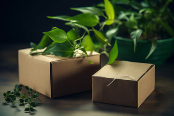 Eco-friendly packaging made of recycled cardboard, AI Generated