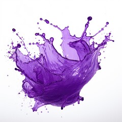 Purple splash on white background. Generative AI