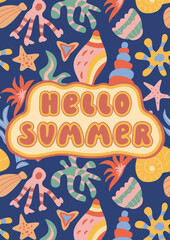 Retro Summer Poster. Summer party design template