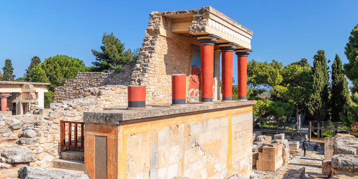 Palace Of Minos, Restored North Entrance, Ancient City Of Knossos, Iraklion, Crete, Greek Islands