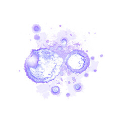 Abstract purple watercolor liquid ink splashes hand drawn