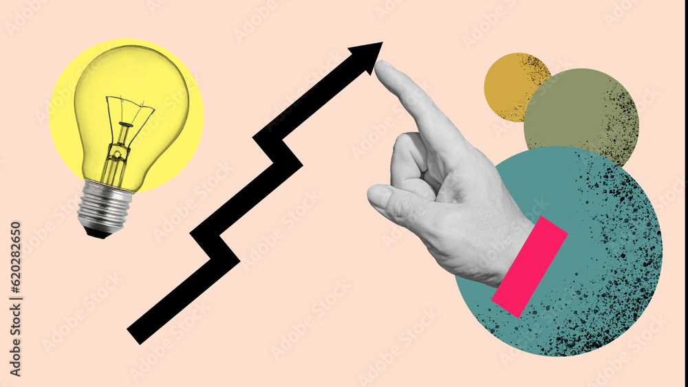 Poster development and growth concept. businessman plan growth and increase of positive indicators in his b