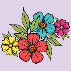 Beautiful realistic hand-drawn artistic floral vintage bouquet composition decorative sketch