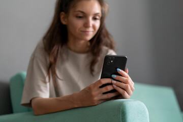 person uses smartphone, addiction to social networks