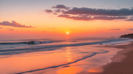 Beauty of a coastal sunset. Generated by AI.