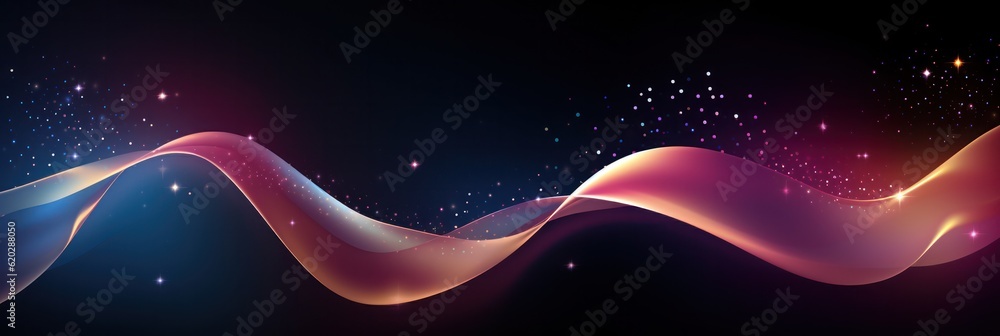 Poster eye-catching design banner backdrops featuring wavy abstract and a mesmerizing glittering effect.