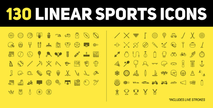 Linear Sports Vector Icons for All Sports