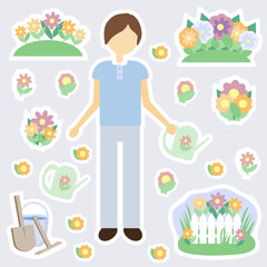 boy child watering flowers