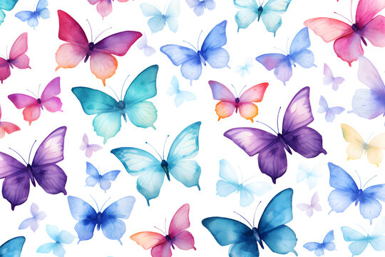 Fototapeta colorful butterflies on white background