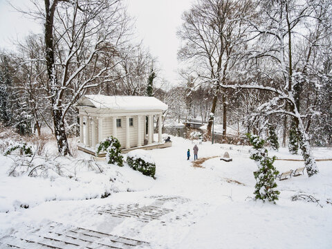 Temple of Sibyl, Lazienki Park (Royal Baths Park), in winter, Warsaw, Masovian Voivodeship, Poland