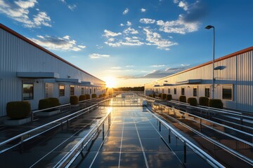 Obraz premium Commercial Building Roof professional photograpphy AI Generated 