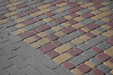 Close-up of paving tiles, colourful urban paving tiles 