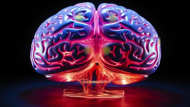 Human brain model. Neurosurgery brain scan technology. Thinking process. MRI and MRA brain scan.