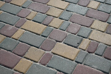 Close-up of paving tiles, colourful urban paving tiles 