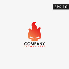 Skull Fire Logo Design Vector Template. Modern Design. Vector Illustration