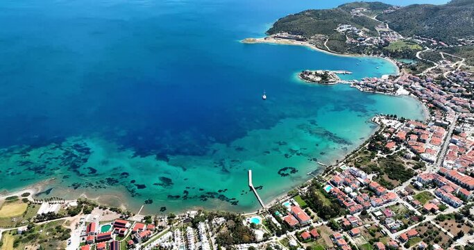 The Crystal-Clear and Serene Waters of Dat&ccedil;a Coastline Captured by Drone, Muğla, Turkey
