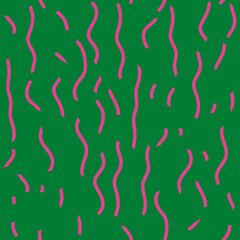 Minimalist trendy abstract seamless pattern Line art green and pink illustrations
