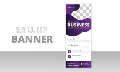 Corporate business Roll Up Banner for Presentation. Vertical roll up, x-stand, exhibition display, Retractable banner stand design template, vertical, abstract background, pull up design.