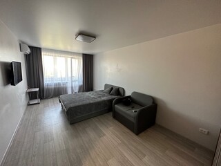 living room interior with bed