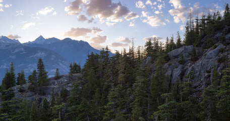 Canadian Mountain Landscape during Sunset.