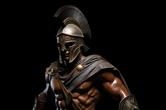 Roman Warrior With Helmet And Roman Outfit Sideview