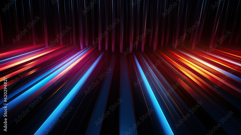Poster abstract colorful lines on black background. template for designers. generative ai