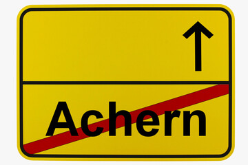 Illustration eines Ortsausgangsschildes von Achern in Baden-Württemberg	