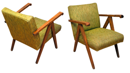 An old armchair used for household decor. Isolated background.