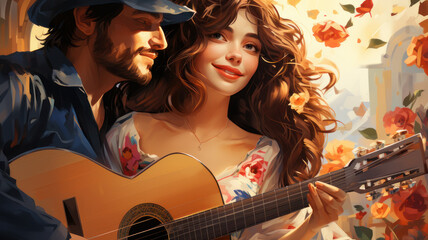 mexican couple with guitar