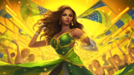 brazilian woman in anime style