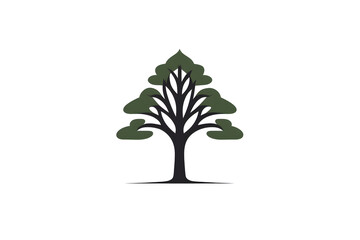logo and vector illustration of tree with leaves