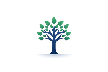 logo and vector illustration of tree with leaves