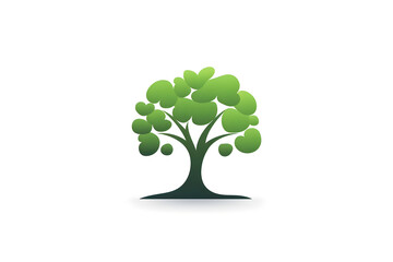 logo and vector illustration of tree with leaves