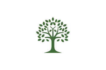 logo and vector illustration of tree with leaves
