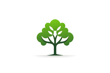 logo and vector illustration of tree with leaves