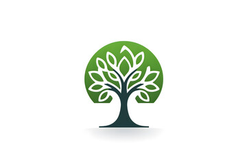 logo and vector illustration of tree with leaves