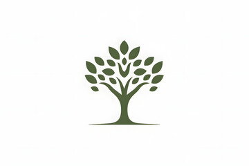 logo and vector illustration of tree with leaves