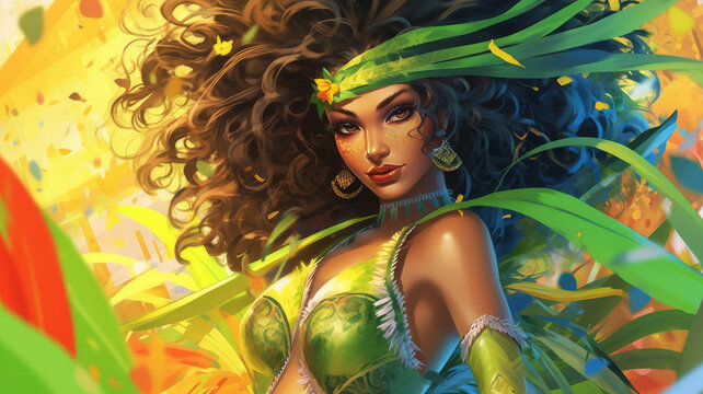 brazilian woman in anime style