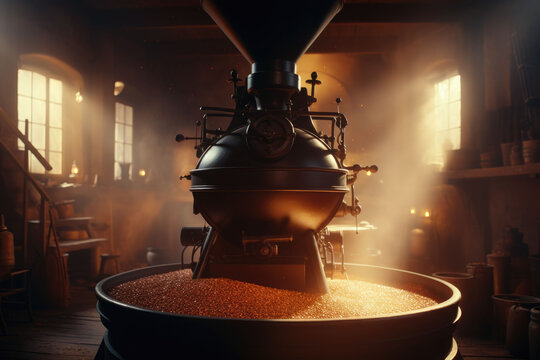 Coffee Bean Roaster Machine Inside the Coffee Factory