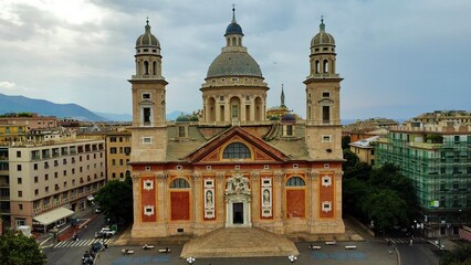 Fototapeta na wymiar drone photo Basilica di Santa Maria Assunta in Carignano Genoa Italy europe