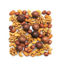 Pattern of nuts mix isolated on white